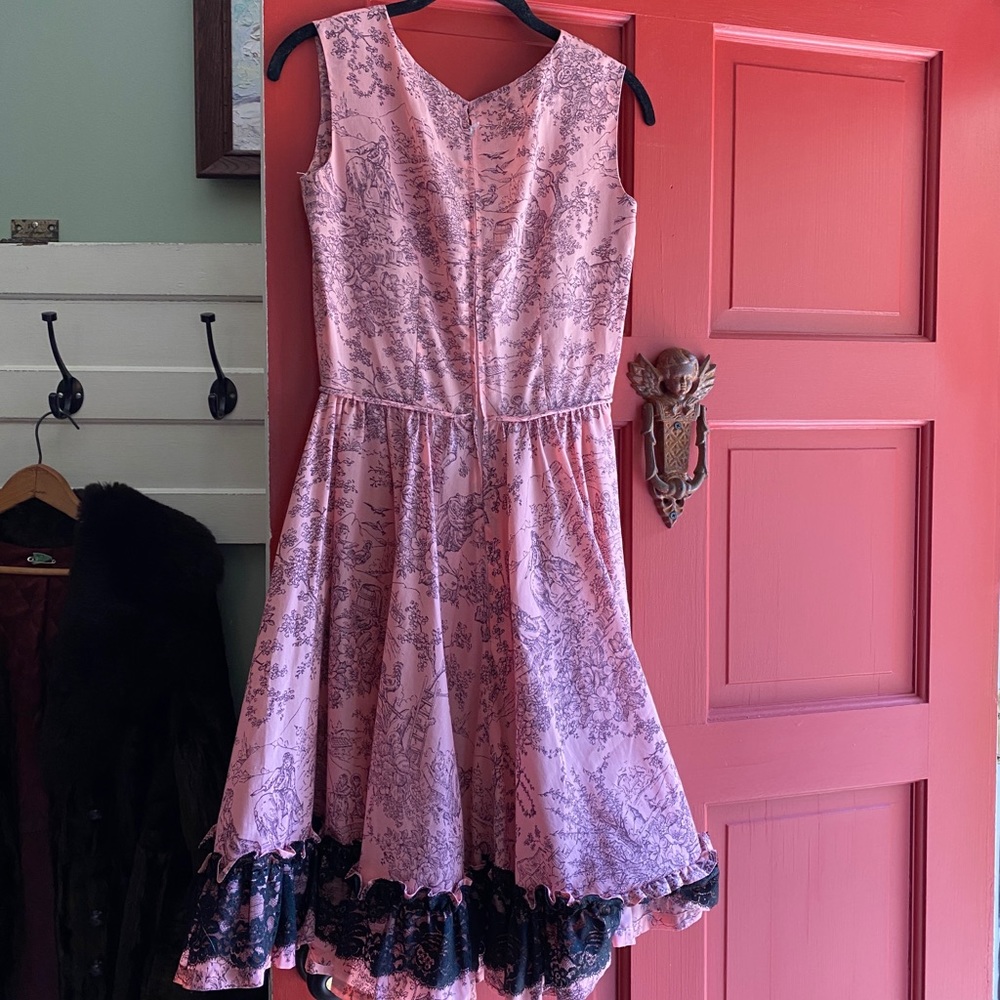 Vintage toile 60s 70s handmade a line dress